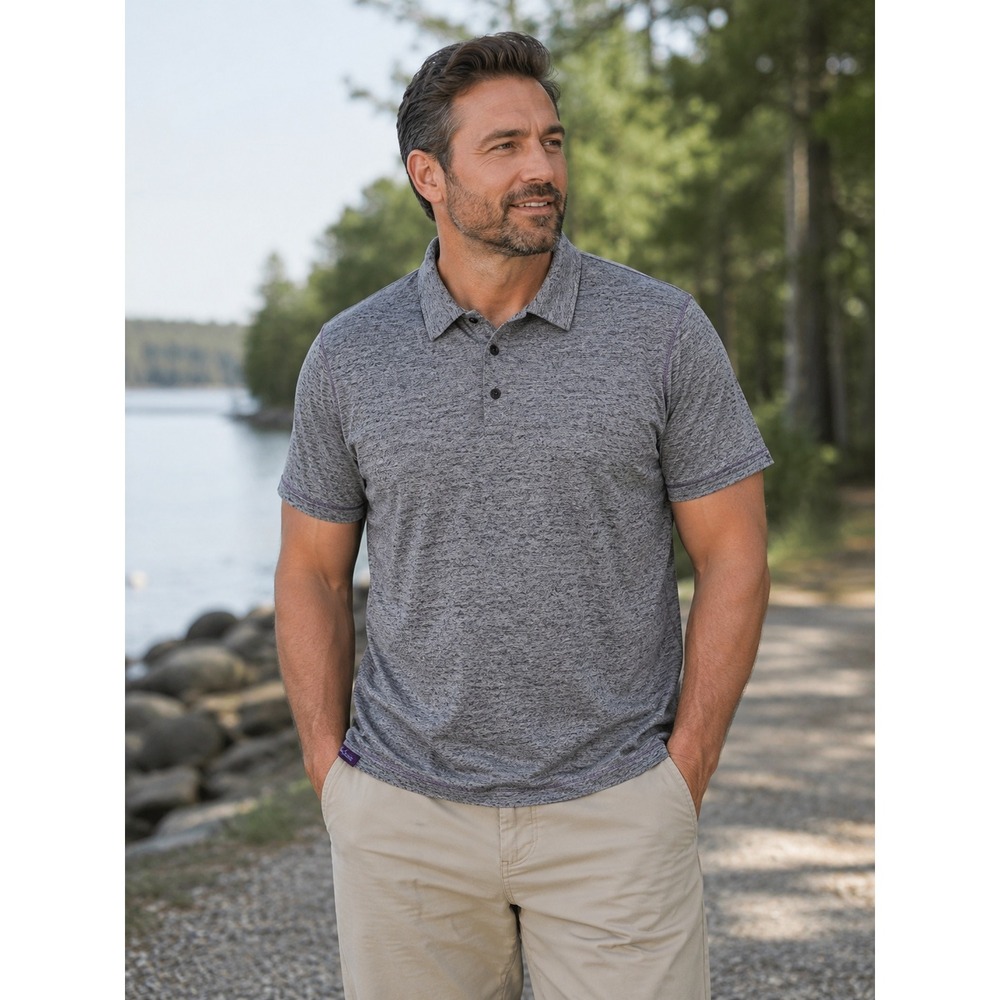 Robert Graham Mens XL‎ Classic Fit Polo Shirt Gray Heather Short Sleeve